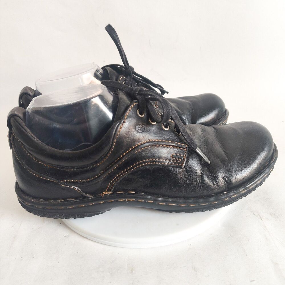 Born Leather Sneakers Womens Size 9.5 Black Low Top Casual‎ Comfort Oxford Derby